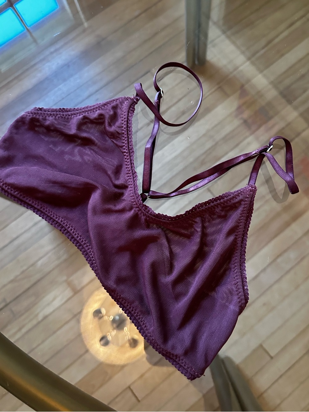Free People Intimately Hide & Seek Mesh Bralette Chocolate Plum - Size Small
